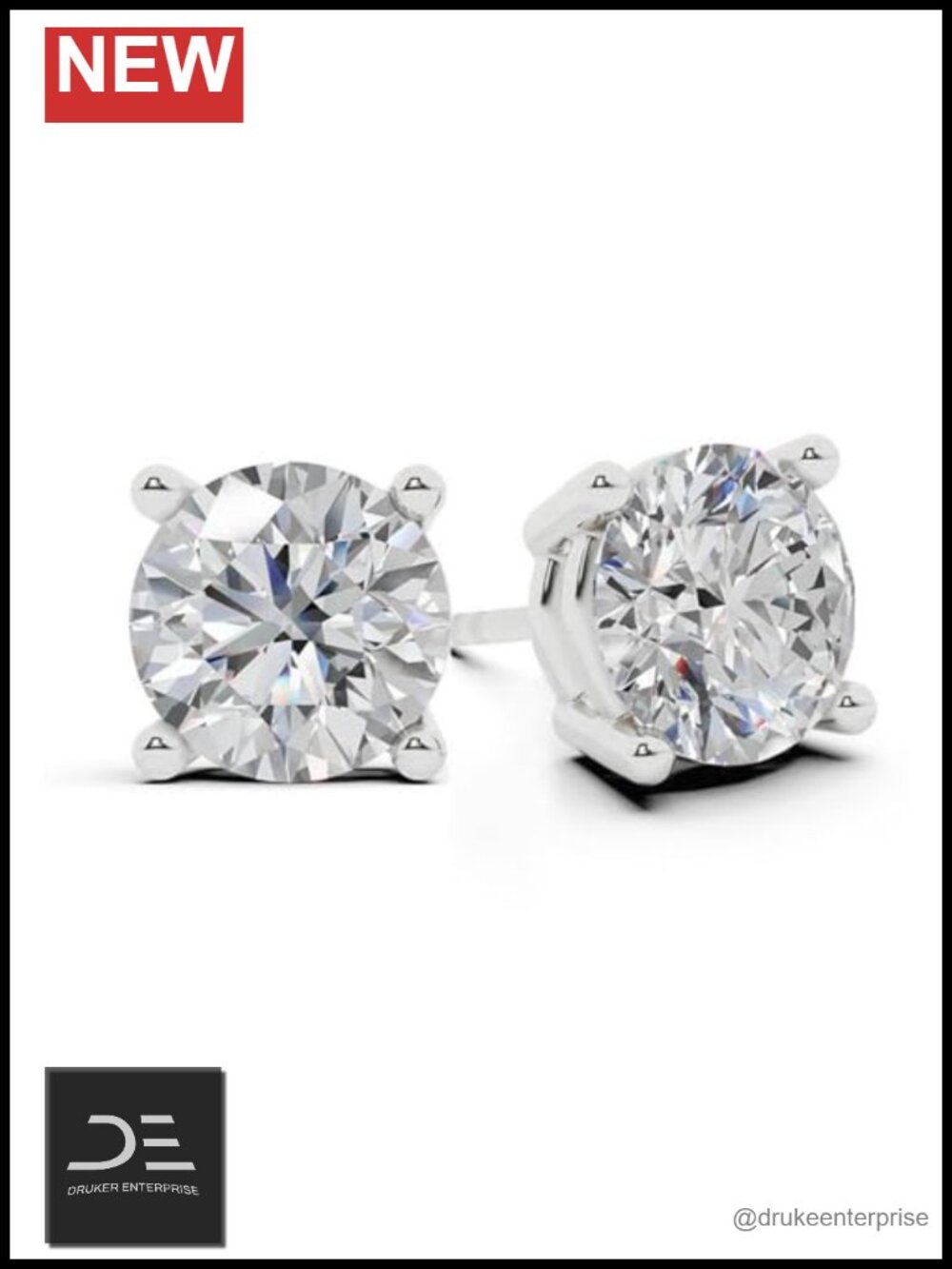 Lab Grown Diamond Stud Earrings 14K White Gold 0.25cttw Hypoallergenic Push Back